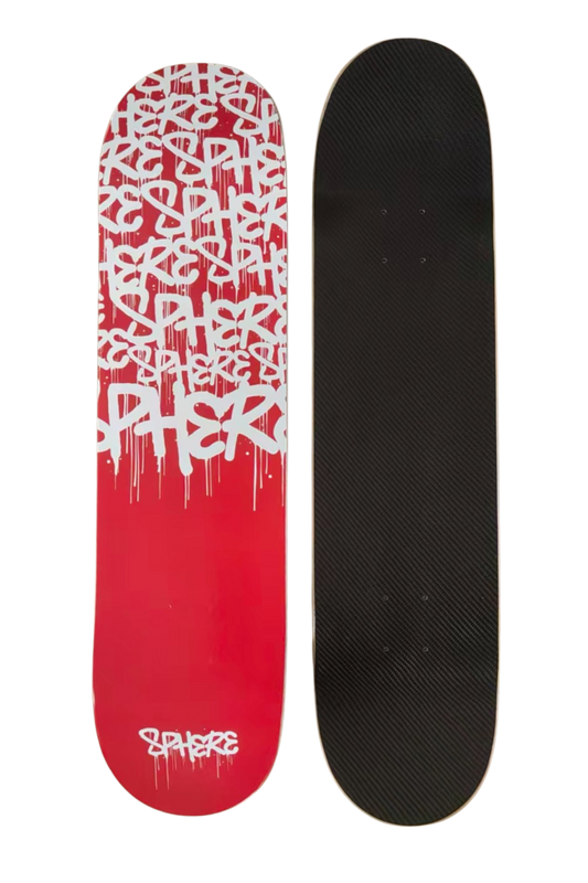 SPHERE RED WHITE GRAFITTI CARBON-FIBER TECH DECK