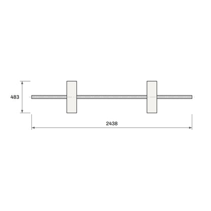 Toucan Flat Rail 8'-0" plan view with dimensions: 2438 × 483 mm