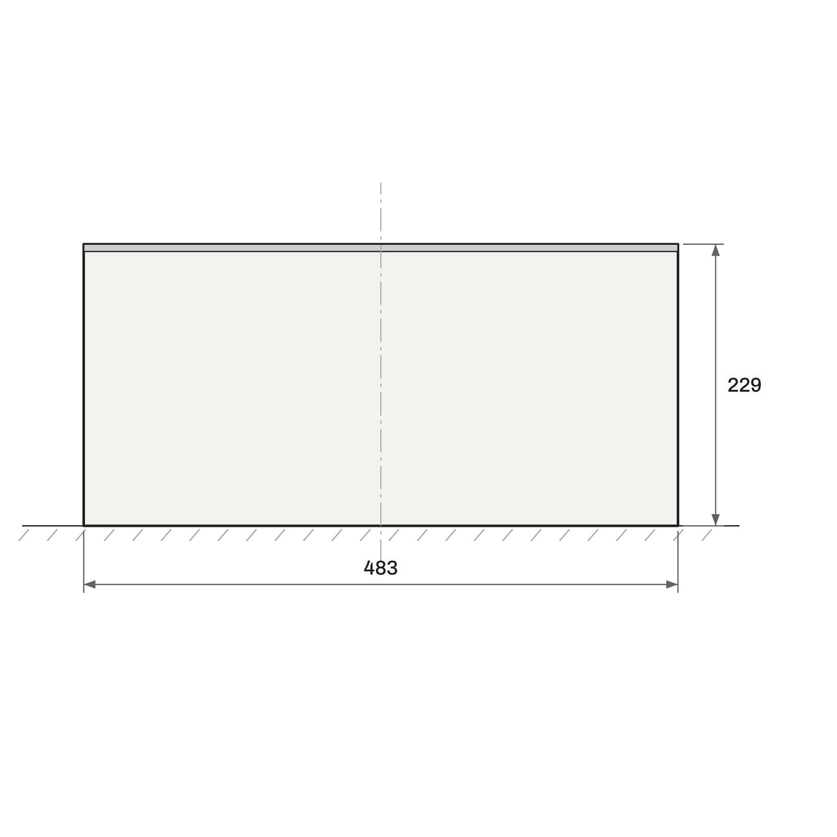 Toucan Kicker 4'-0" end elevation, high side, with dimensions: 483 mm wide, 229 mm high