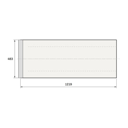 Toucan Kicker 4'-0" plan view with dimensions: 1219 × 483 mm