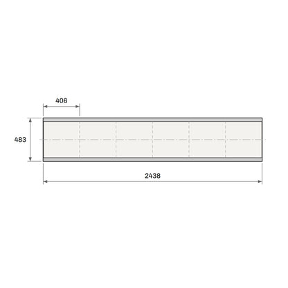 Toucan Ledge 8'-0" plan view with dimensions: 2438 × 483 mm