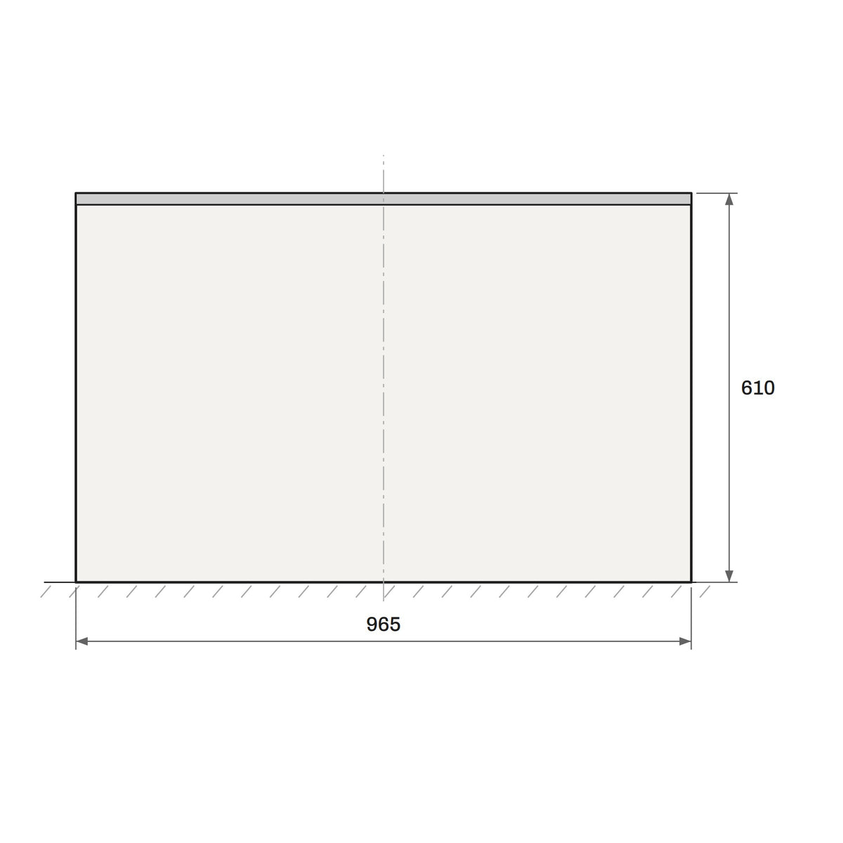 Toucan Quarter Pipe 2'-0" rear elevation with dimensions: 965 mm wide, 610 mm high