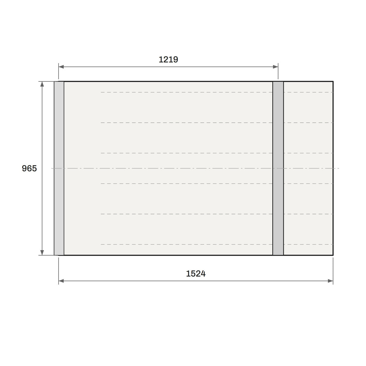 Toucan Quarter Pipe 2'-0" plan view with dimensions: 1524 × 965 mm