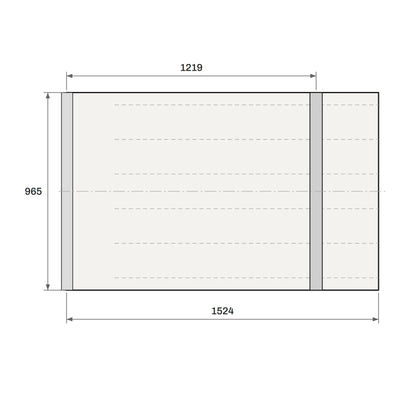 Toucan Quarter Pipe 2'-0" plan view with dimensions: 1524 × 965 mm